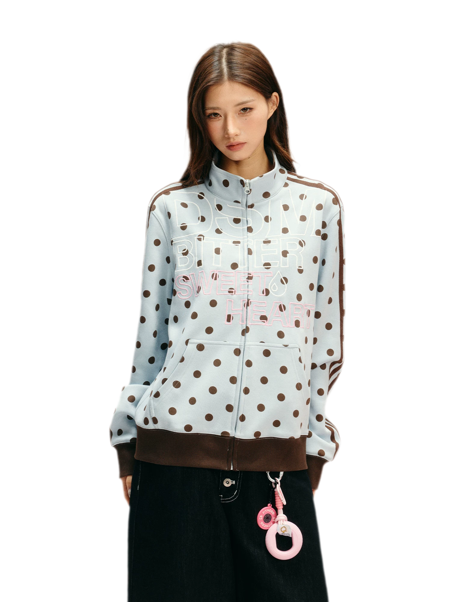 Custom Polka-Dot Stand-Collar Sweatshirt