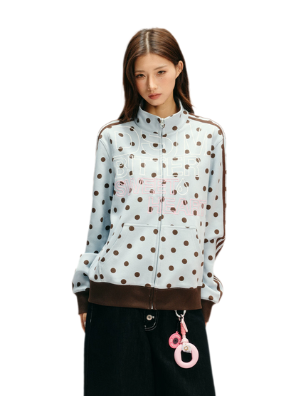 Custom Polka-Dot Stand-Collar Sweatshirt