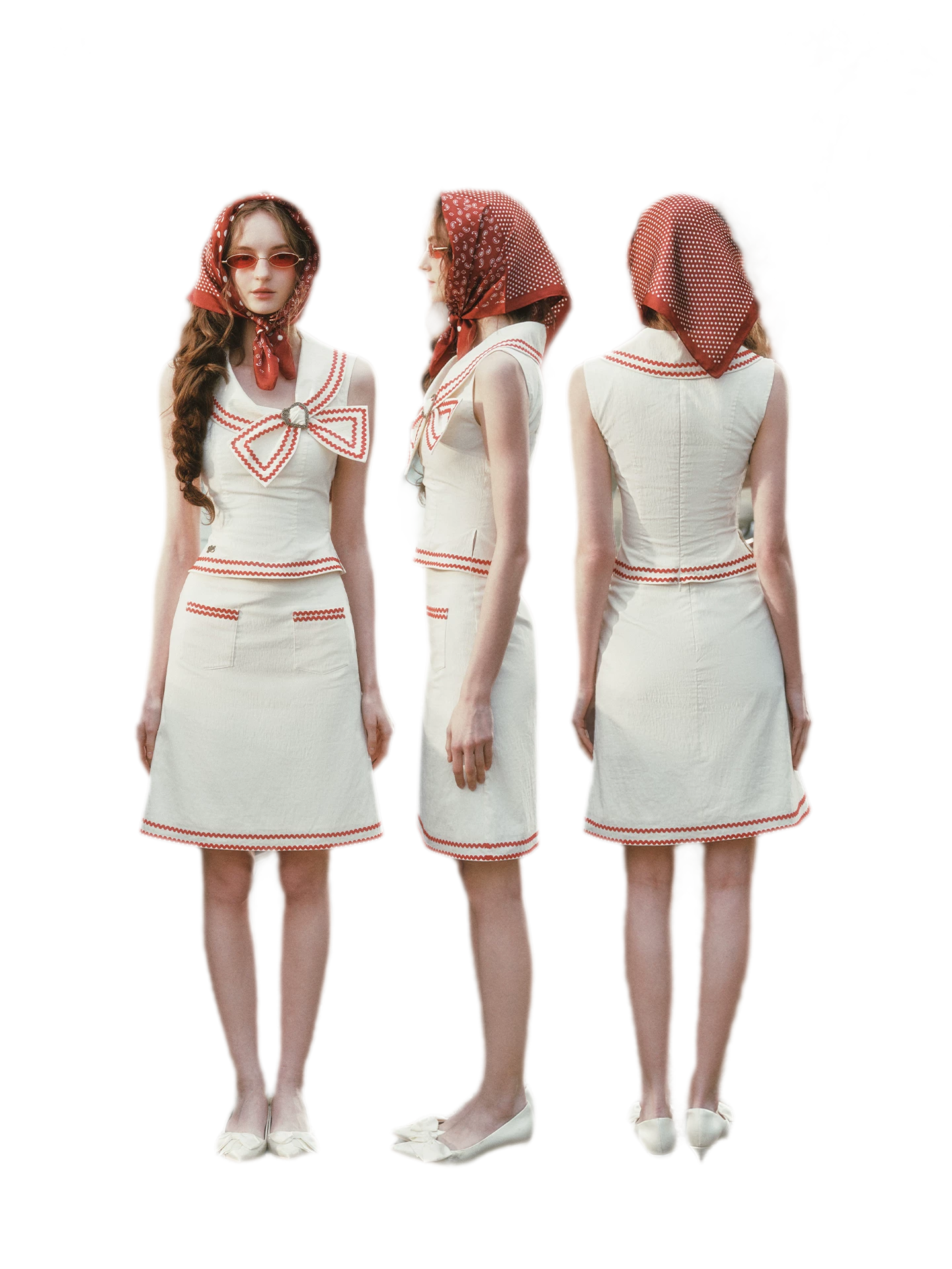 Tailored Bow Collar Set