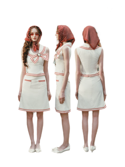 Tailored Bow Collar Set