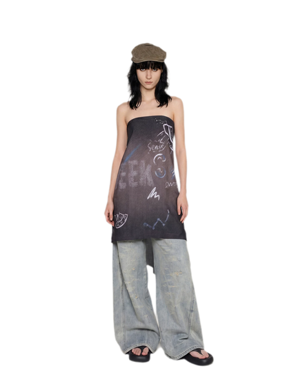 Graffiti Print Silk Scarf