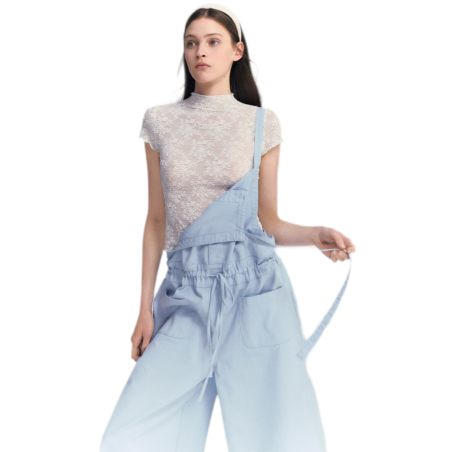 Lace Mesh Mock Neck Top