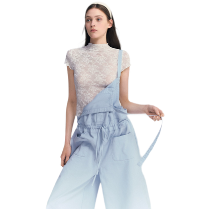 Lace Mesh Mock Neck Top