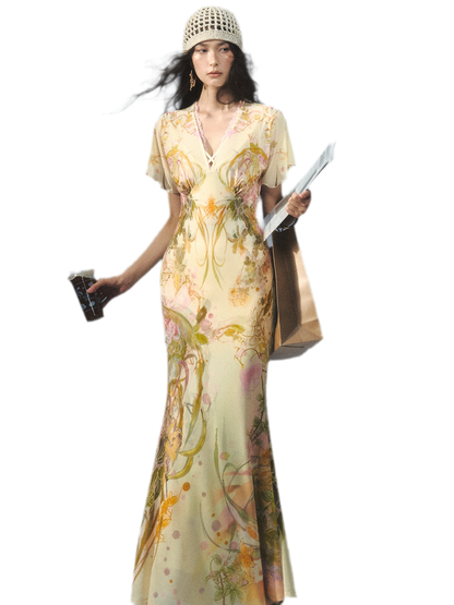 Aquarell-Blumen-Fischschwanzkleid
