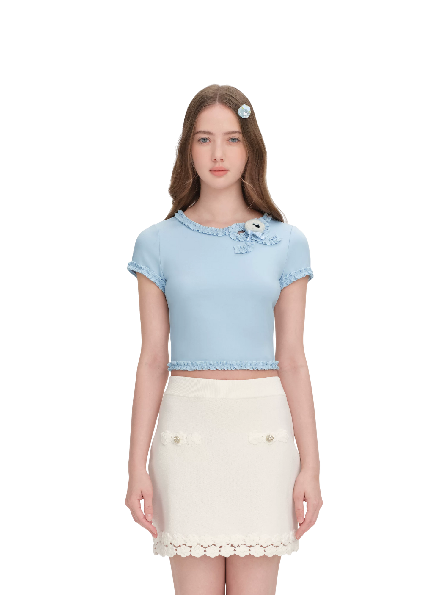 Ruffled Bow Short Sleeve T-Shirt