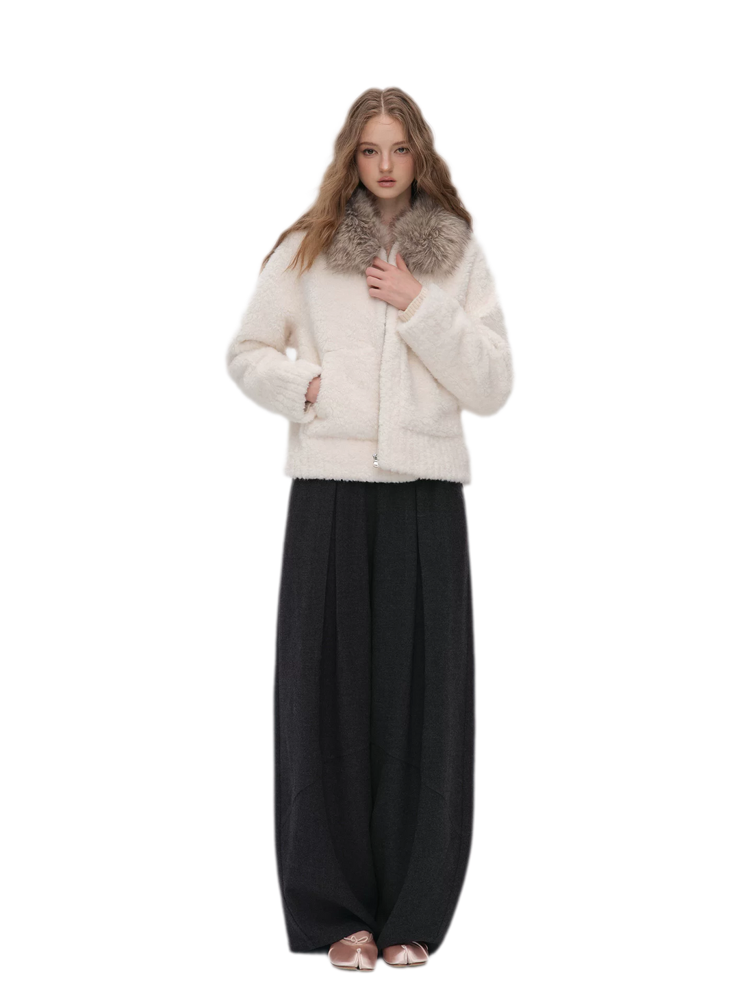Plush Contrast Collar Jacket