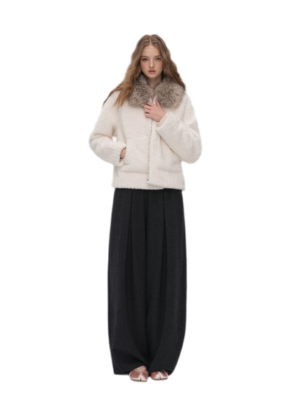 Plush Contrast Collar Jacket