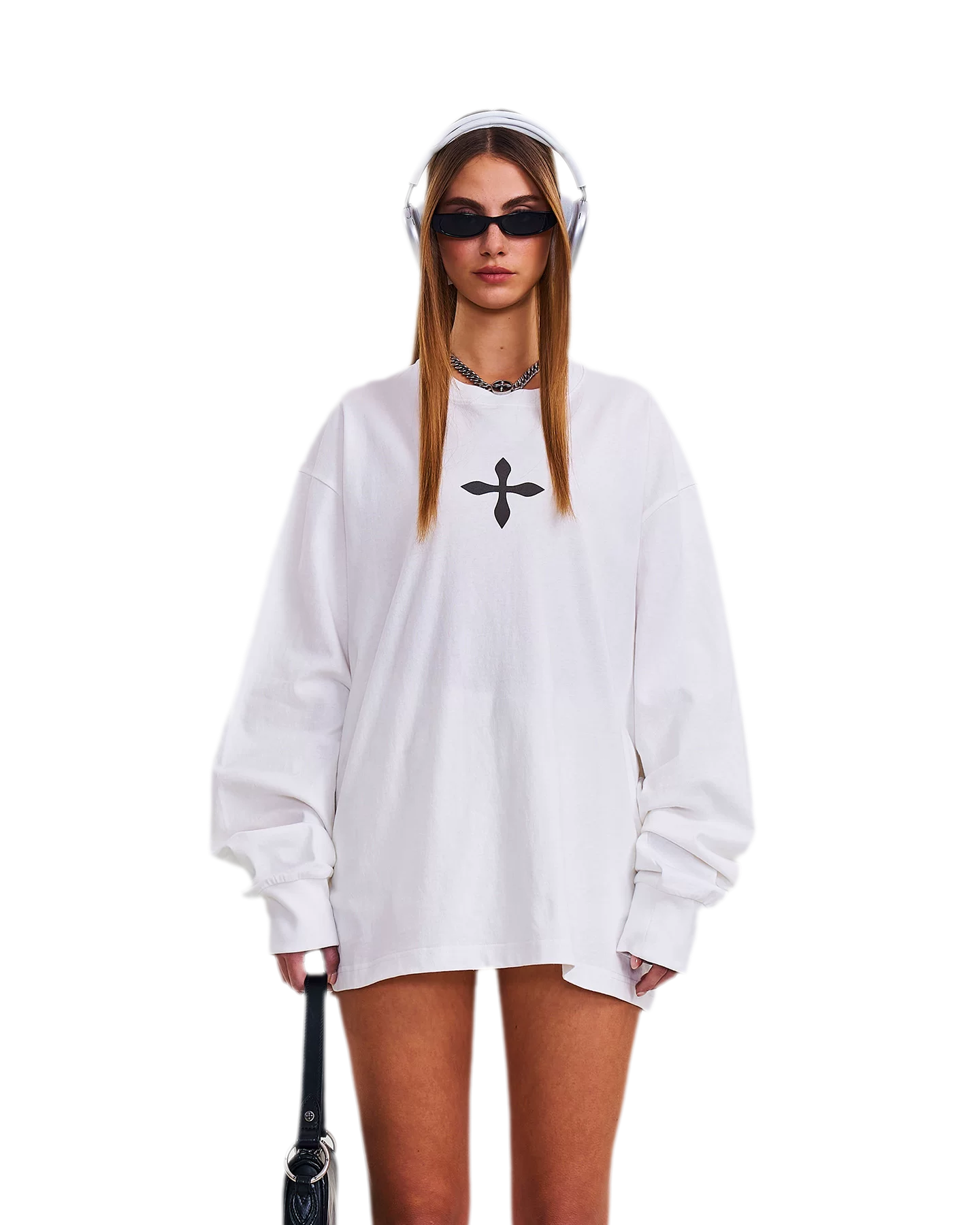 Cross Statue Oversized Long Sleeve Top