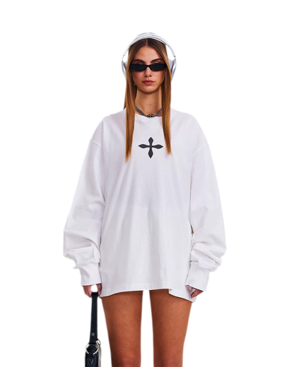 Cross Statue Oversized Long Sleeve Top