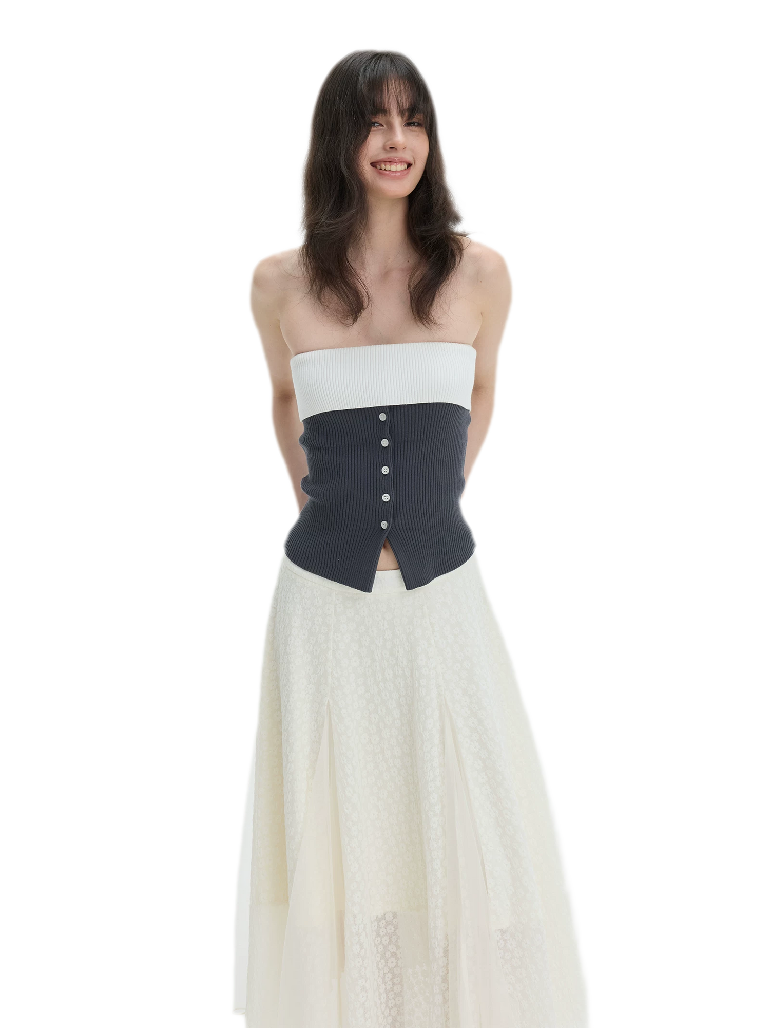French Colorblock Bandeau Top
