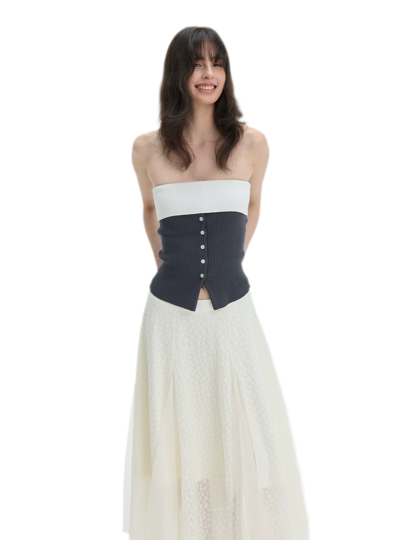 French Colorblock Bandeau Top