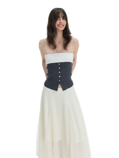 French Colorblock Bandeau Top