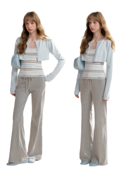Tencel Cotton Drawstring Flared Pants