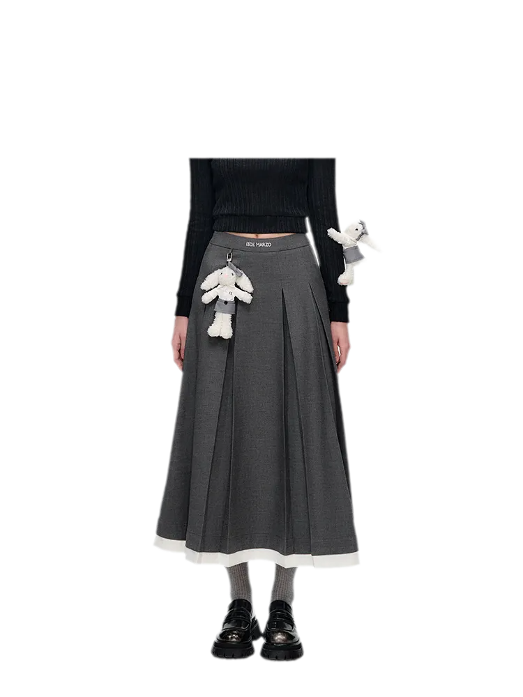 Pleated Suit Midi Skirt