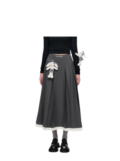 Pleated Suit Midi Skirt