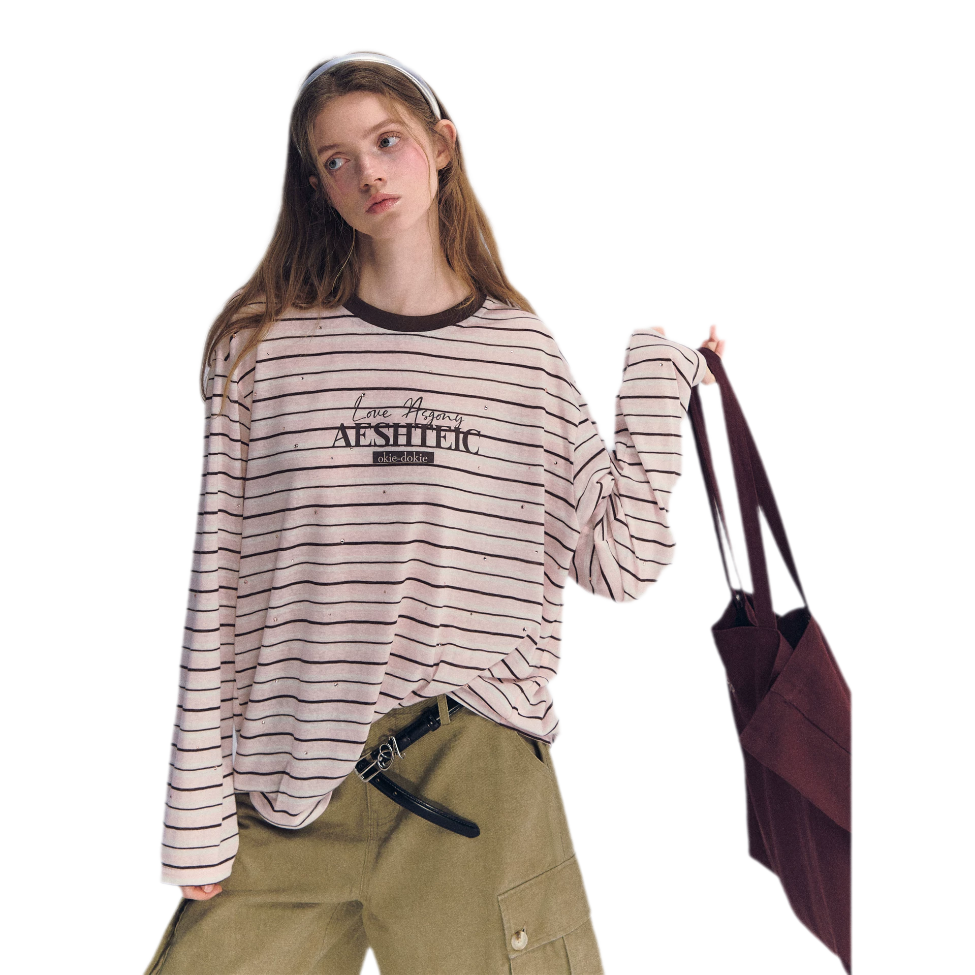 Stripe Rhinestone Long Sleeve