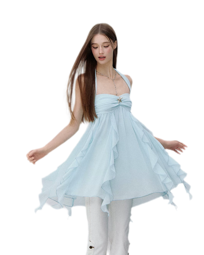 Starfish Ruffle Halter Dress