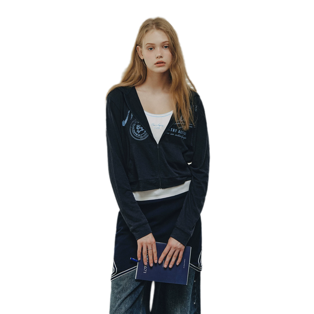 Distressed Cropped Hooded Jacket