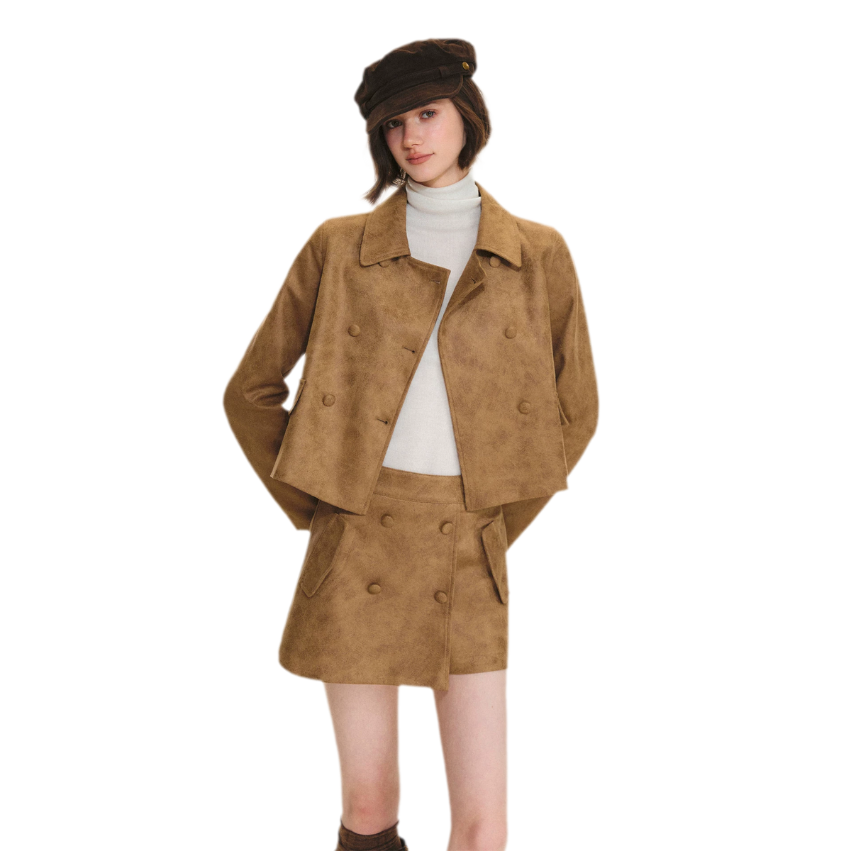 Distressed Leather Jacket Skort Set