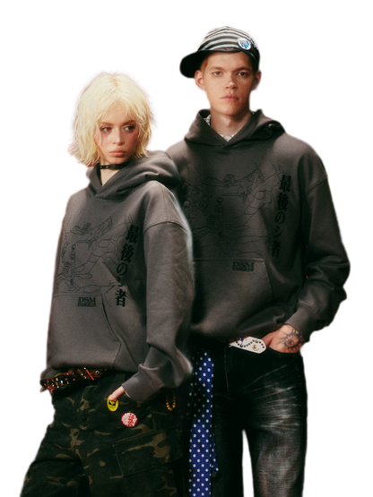 Line-Art Embroidered Hooded Sweatshirt