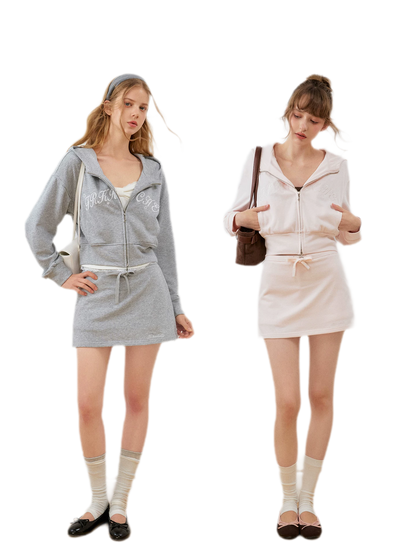 Cropped hoodie-set met contrasterend borduursel