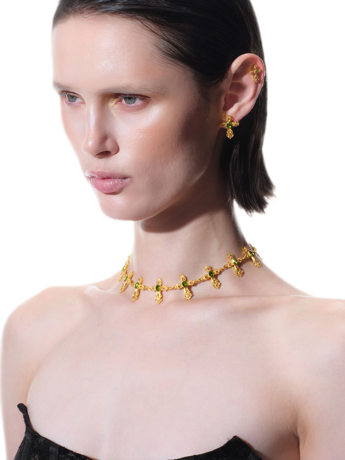 Distressed Baroque Cross Choker