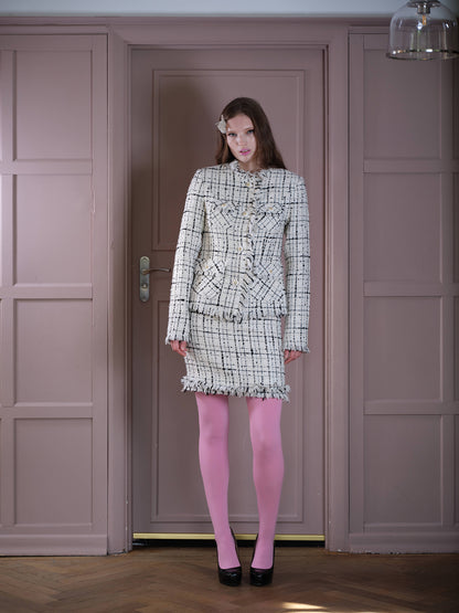 Wool Tweed Jacket Skirt Suit