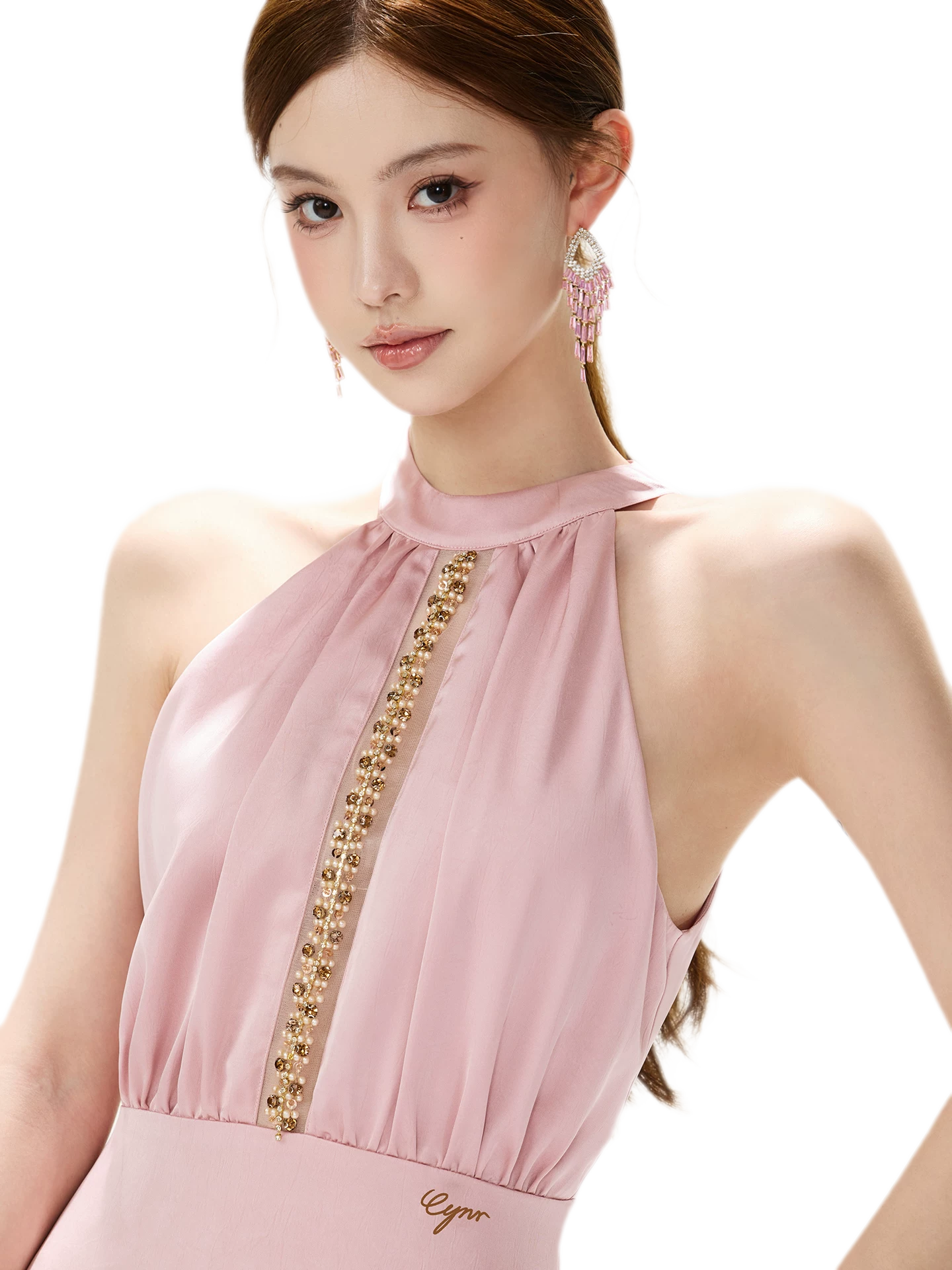 Rhinestone Halter Maxi Dress