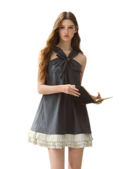 Halter Bow A-Line Dress