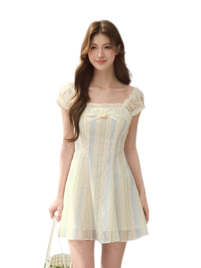 Floral Stripe A-Line Dress