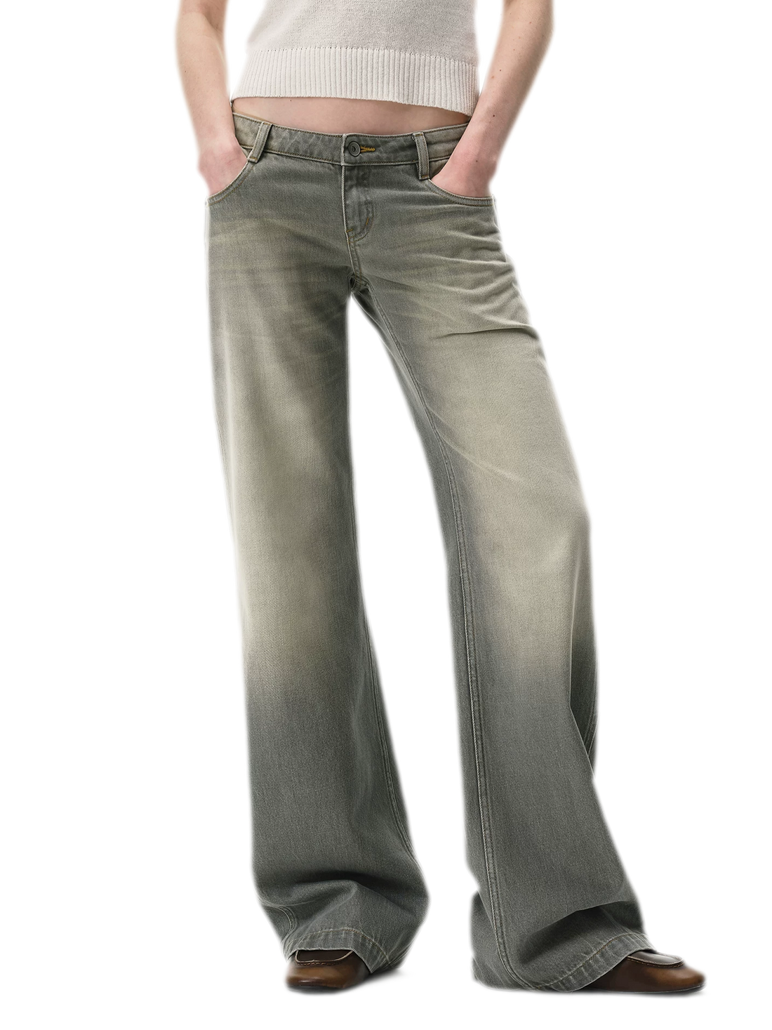 Distressed Gray Straight Jeans