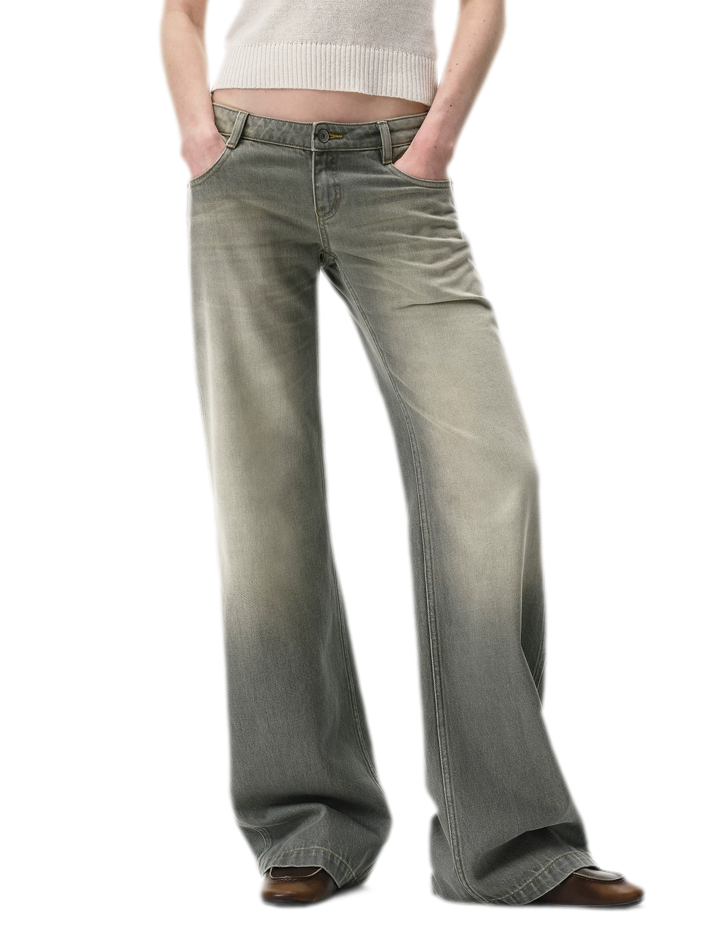Distressed Gray Straight Jeans