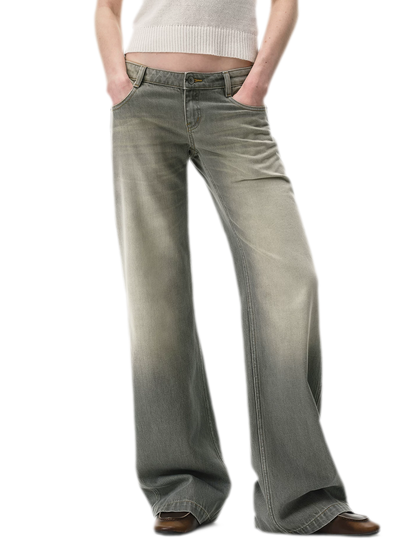 Distressed Gray Straight Jeans