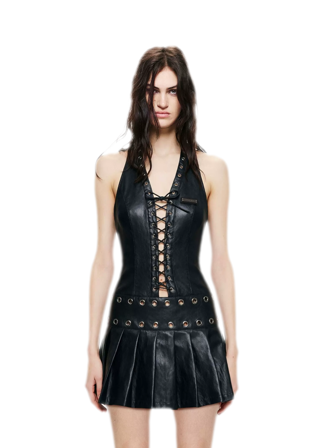 Leather Halter Mini Dress