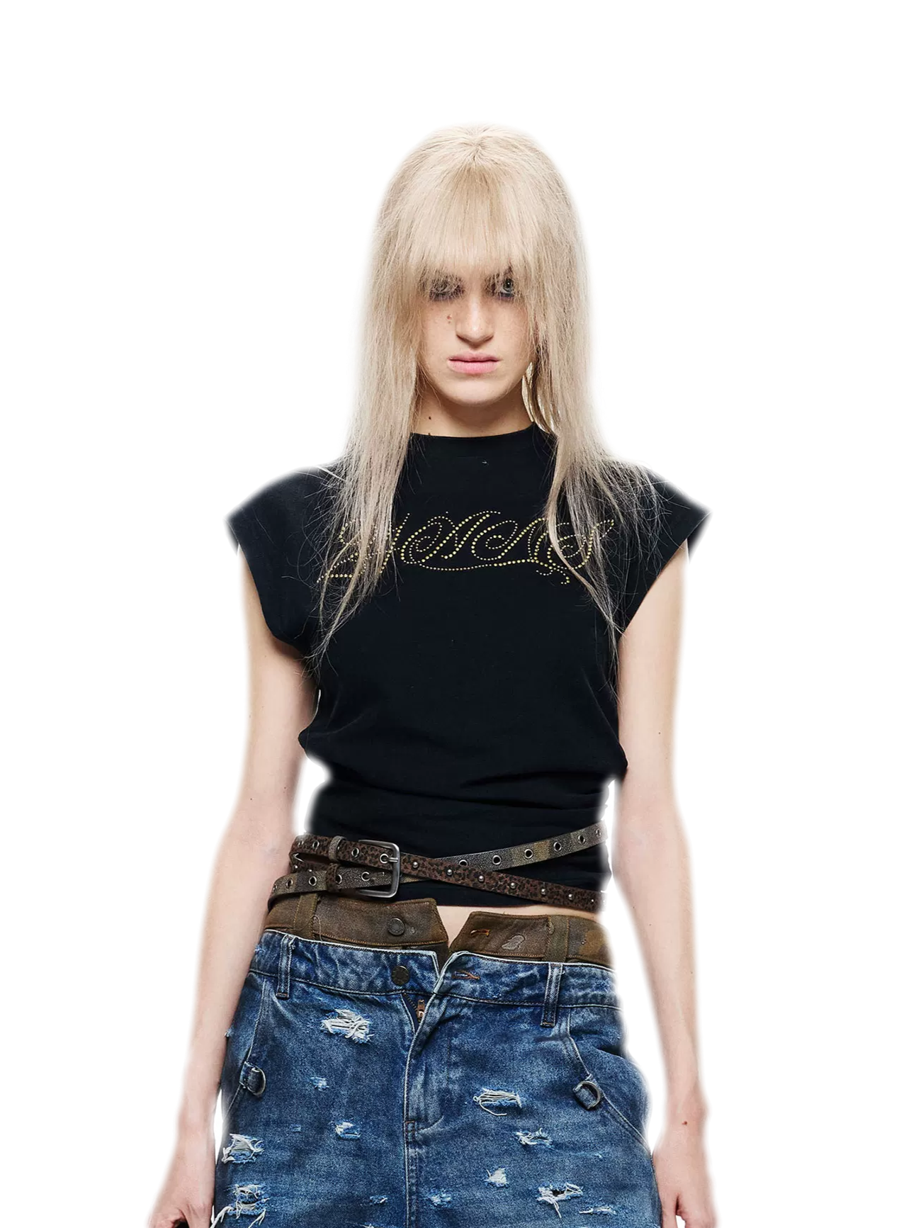 Cutout Rhinestone Tee