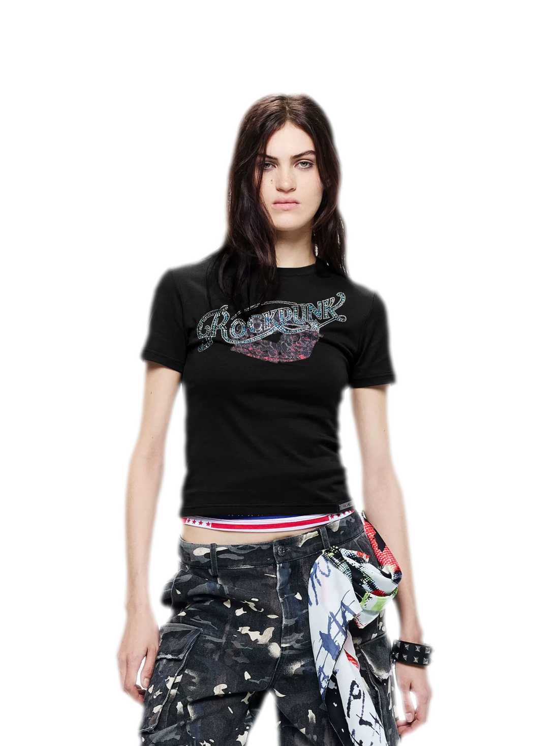 Rhinestone Graphic Slim Tee