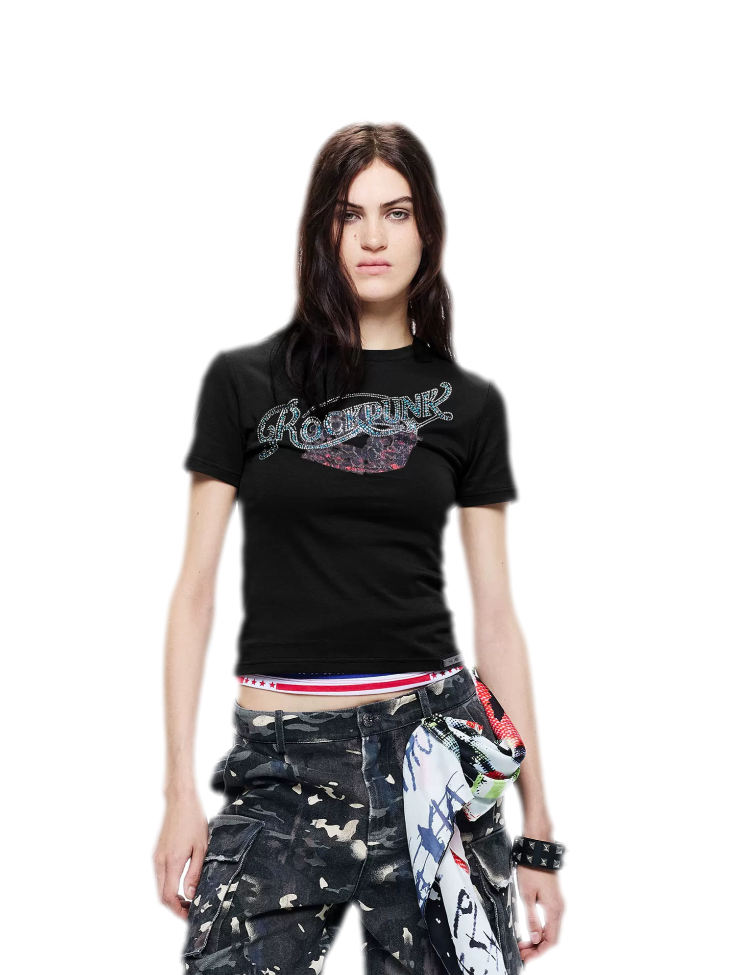 Rhinestone Graphic Slim Tee