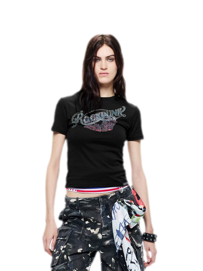 Rhinestone Graphic Slim Tee