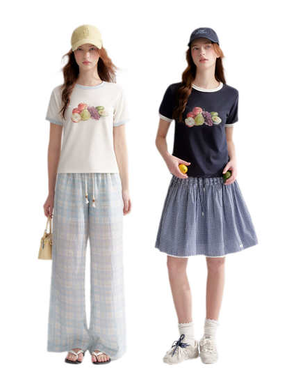 Rhinestone Fruit Print Tee
