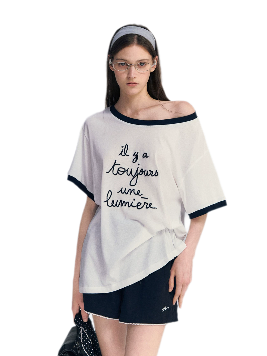 Contrast Rib Knit T-Shirt