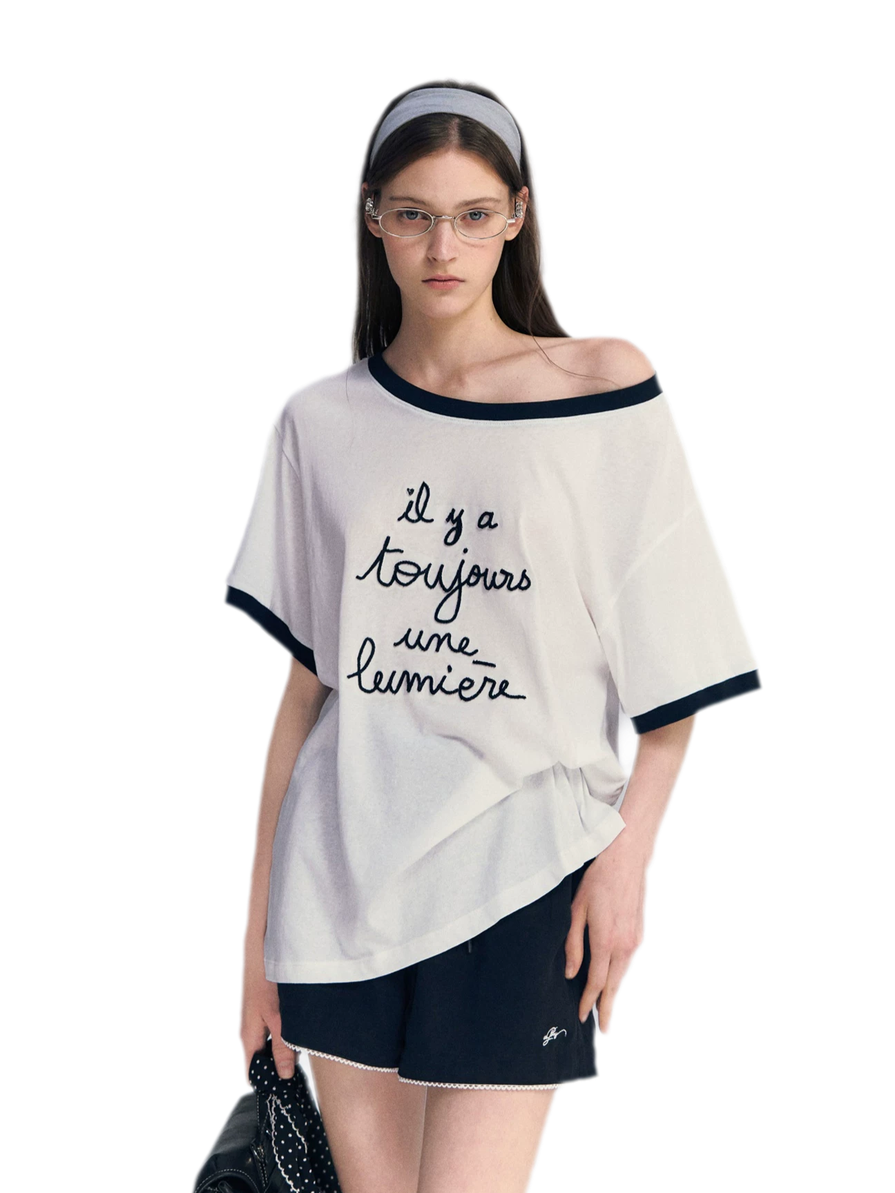 Contrast Rib Knit T-Shirt