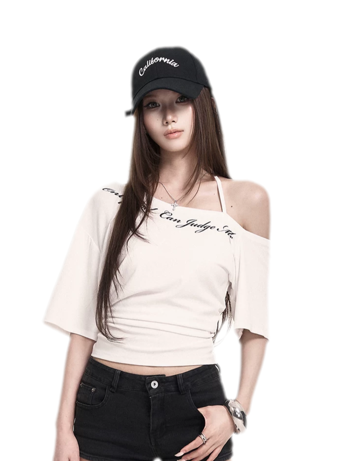 Asymmetric Halter Crop Tee