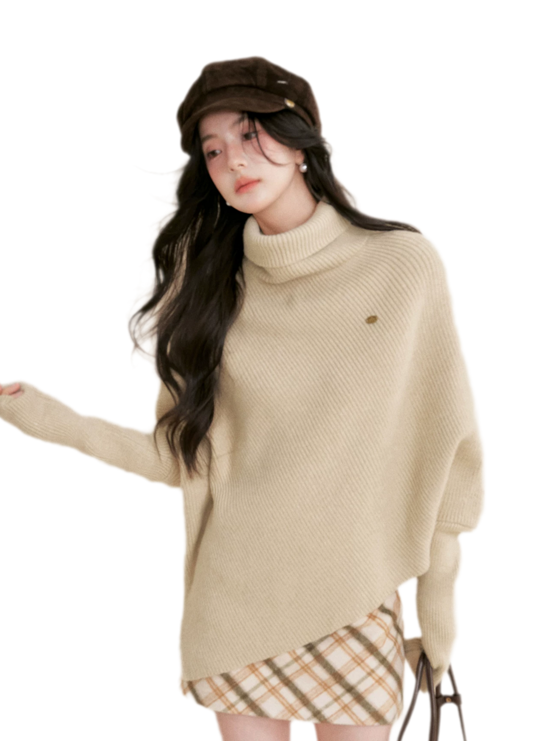 High Neck Poncho Sweater