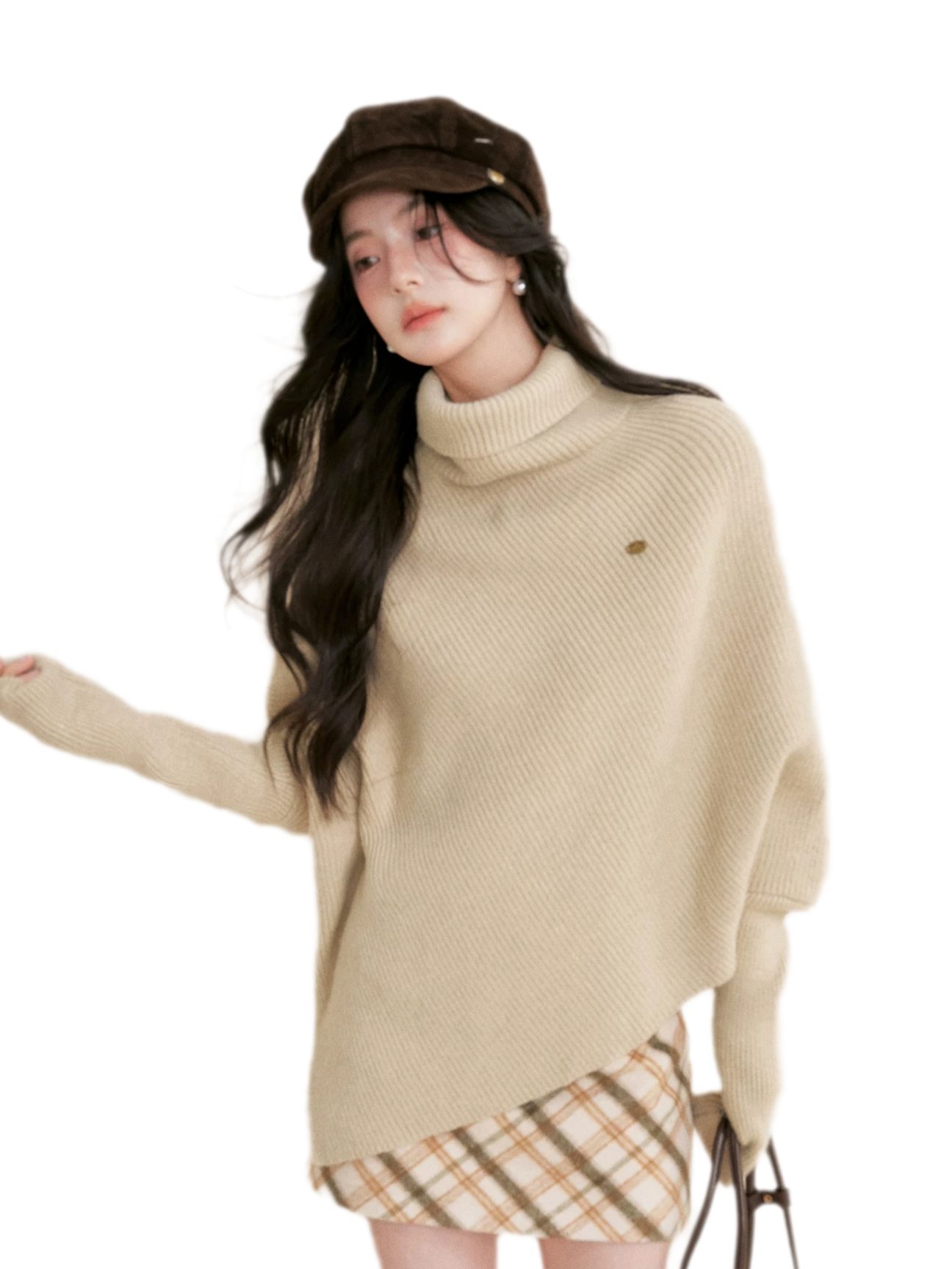 High Neck Poncho Sweater