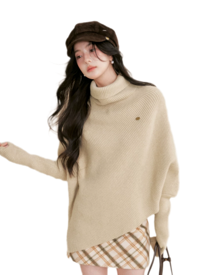 High Neck Poncho Sweater