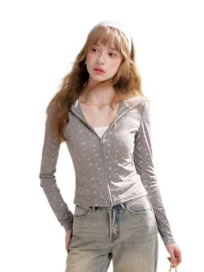 Lyocell Rose Zip Hoodie