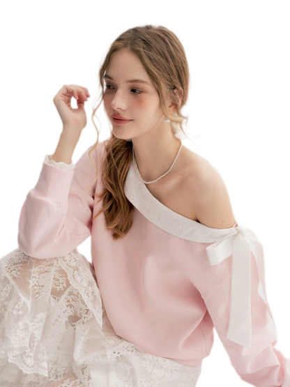 Balletcore Lace Collar Sweatshirt