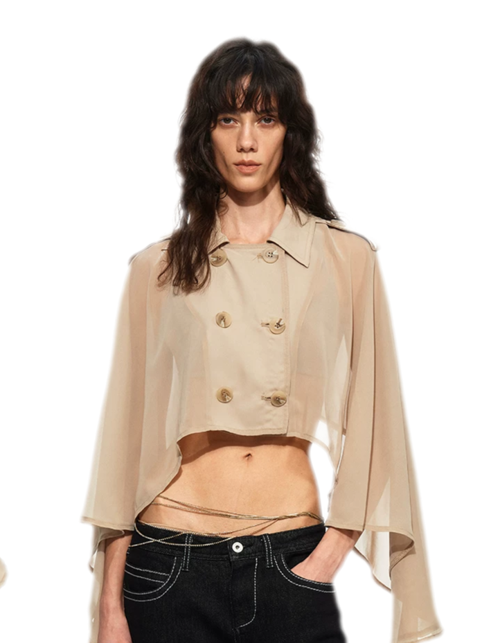 Sheer Trench Cape Top