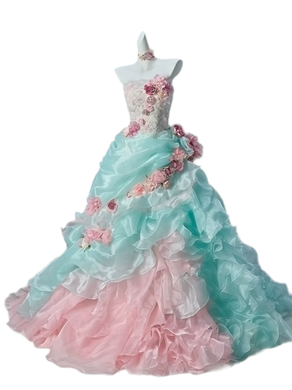 Scintillant Floral Ballgown