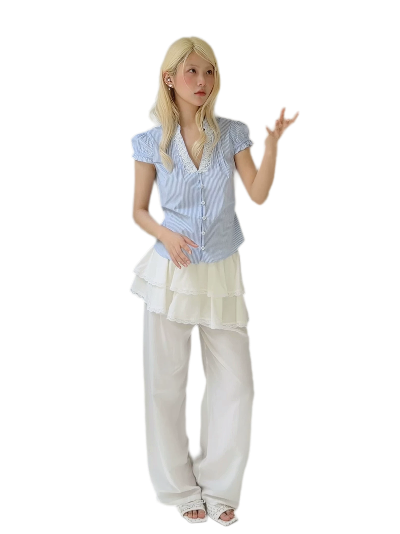 Ruffled Wide Leg Pants